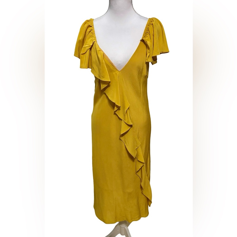 NWT Goldhawk Mustard Silk Dress - Picture 6 of 11